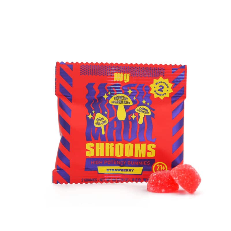 2 Yummy Strawberry flavored gummies from My Magic Shrooms