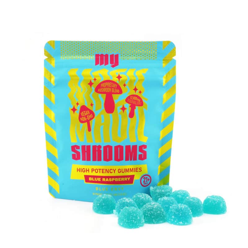 Blue Raspberry, Blue Envy shroom gummies.